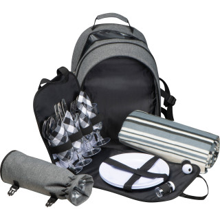Picknickrucksack für 4 Personen mit Picknickdecke, anthrazit