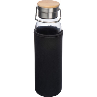 Glasflasche mit Neoprenüberzug, 600ml, schwarz