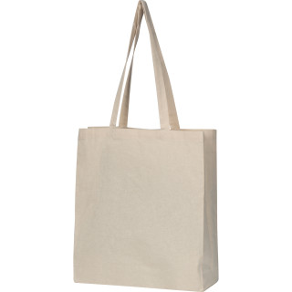 Bio Baumwolltasche mit Bodenfalte, beige