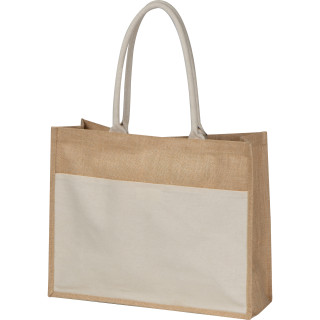 Jutetasche mit Vorfach, beige