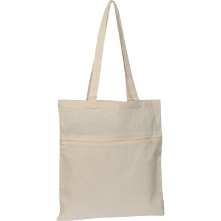 Baumwolltasche mit Reißverschlussfach, weiss