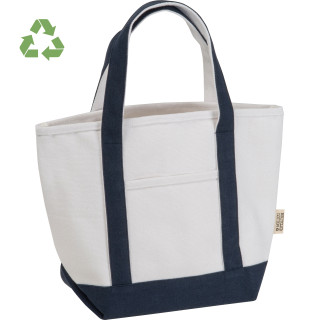 Kleine Tragetasche aus recycelter Baumwolle, beige