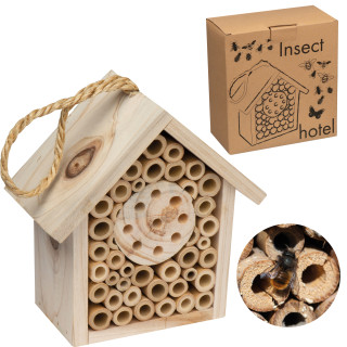Insektenhotel aus Holz, beige