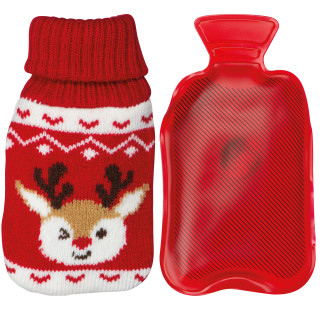 Handwärmer mit weihnachtlichem Stricküberzug, rot