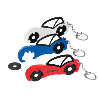 Chiphalter mit zwei 1€-Chips "Auto" mit Gliederkette