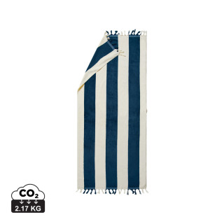 VINGA Valmer Strandtuch 450gr/m², navy blau, beige
