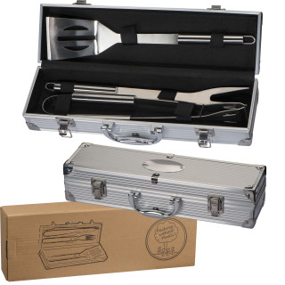 Grillkoffer aus Metall, grau