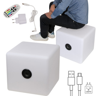 XXL Bluetooth Lautsprecher mit wechselnder LED-Beleuchtung, 2.200 mAh, weiss