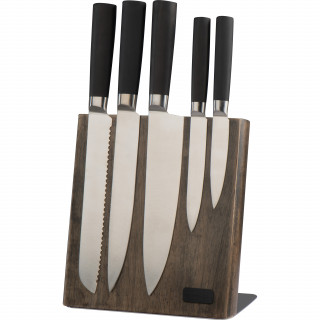 Messerblock aus Holz mit 5 verschiedenen Messern, schwarz