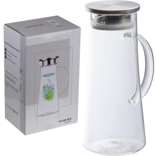 Glaskaraffe mit Edelstahldeckel, 1.350ml, transparent