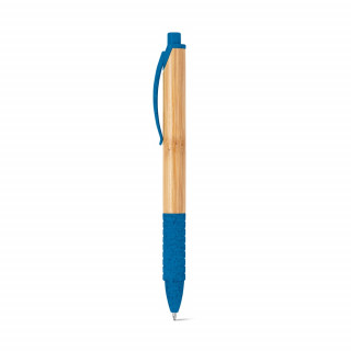 KUMA. Bambus-Kugelschreiber mit einem Anti-Rutsch-Clip, königsblau