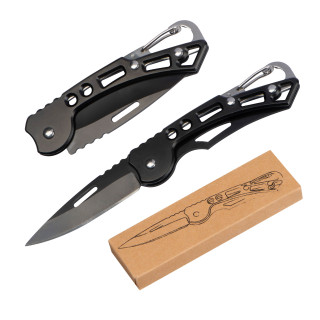 Taschenmesser mit Karabinerhaken, schwarz