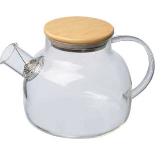 Glaskanne mit Bambusdeckel, 1.000ml LUCILLE, transparent