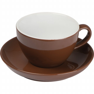 Tasse aus Keramik mit Untersetzer, 250 ml, braun