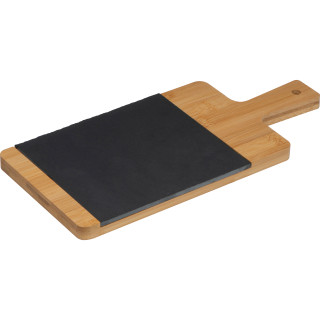 Bambusbrettchen mit Schieferplatte, beige