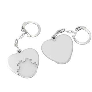 Chiphalter mit 1€-Chip "Herz" mit Gliederkette, weiß, weiß