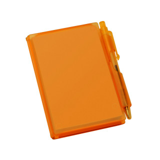 Notizbuch mit Druckkugelschreiber, orange-transparent