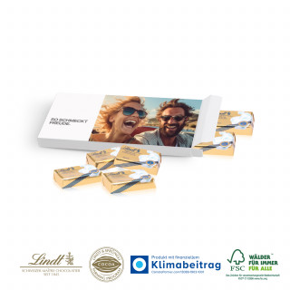 PRÄSENTBOX MIT LINDT SCHOKOTÄFELCHEN - 6 Schokotäfelchen (ca. 30 g) „Vollmilch“ von Lindt