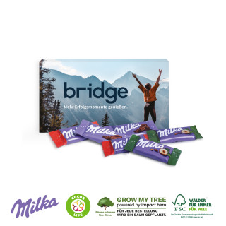 Präsentbox mit 8 Milka Schokotäfelchen Alpenmilch
