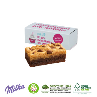 Werbebox mit Milka Mini Schoko-Kuchen Choco Brookie