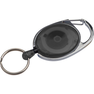 Schlüsselanhänger mit Karabiner und ausziehbarem Schlüsselring, schwarz