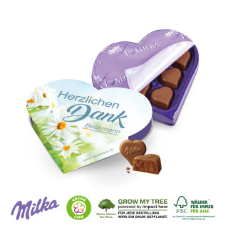 I LOVE MILKA-Herz mit Milka Pralinés