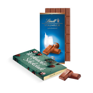 Premium Lindt Schokoladentafel im Werbeschuber - Weihnachten