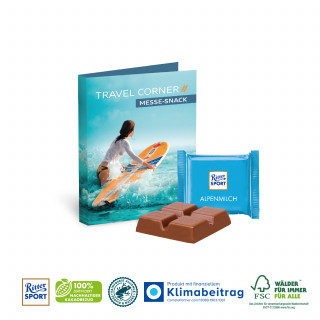 Werbe-Klappkarte mit süßer Füllung - 1 Ritter SPORT Mini (ca. 16,5 g)