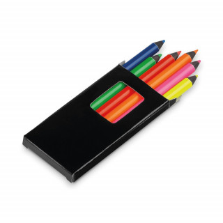 MEMLING. Bleistiftbox mit 6 Buntstiften, schwarz