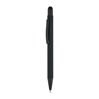 CLINT TOUCH. Kugelschreiber mit modernem Design aus recyceltem Aluminium (100% rAL) mit Gummibeschichtung, schwarz