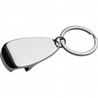 Metall-Schlüsselanhänger mit Flaschenöffner, grau