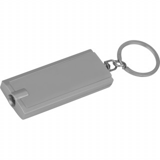 Rechteckiger Schlüsselanhänger mit LED Lämpchen, grau
