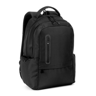 BOSTON SOLID. Laptop-Rucksack (17") aus 150D Nylon mit 2 gepolsterten Fächern, schwarz