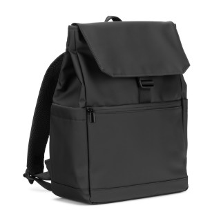 AZORES BAG. Laptop-Rucksack (16") aus PU, mit Klappe, die alle Fächer abdeckt, schwarz