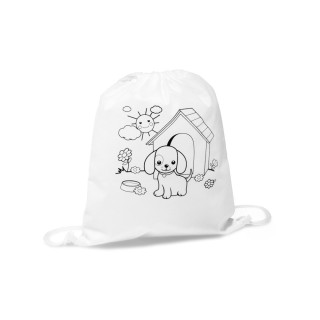 DRAWS. Kinder-Kordelbeutel zum Ausmalen (80 g/m²), weiß