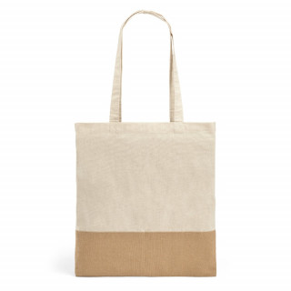 MERCAT. Tasche aus 100% Baumwolle mit Details aus Jute-Imitat, natur