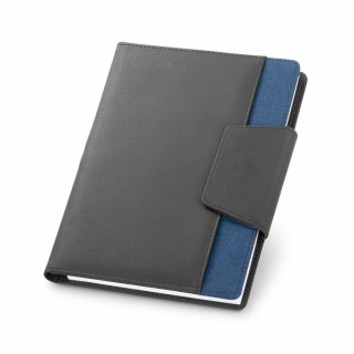 RUSSEL. Notizbuch A5 aus PU und Polyestergewebe mit Magnetverschluss, blau