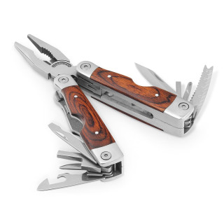 MAGNUM. Multifunktionswerkzeugset aus Edelstahl mit Holzdetails, natur - dunkel