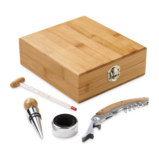 CABERNET. Weinset aus Bambus, Edelstahl, Glas und ABS, natur