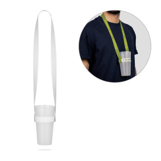 OXFORD. SET Lanyard SUBLIMATION Long II (20 mm) Duo aus recyceltem Polyester (100 % rPET) mit sublimiertem elastischem Becherhalter