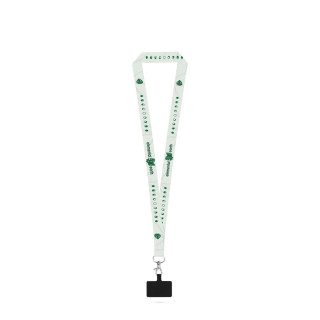 HARLOW. SET Lanyard SUBLIMATION Long II (20 mm) mit 20 mm Auslösekarabiner und Handyhalterung, 301 - weiß