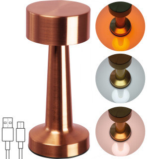 Tischlampe aus Edelstahl mit Akku ILSE, kupfer