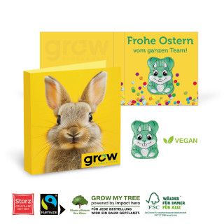 Werbeklappkarte Storz Osterhase vegan