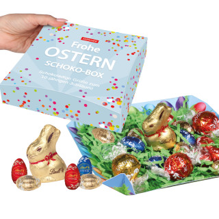 Lindt Ostermischung "Ostergrüße", Lindt Schokoladen-Eier und Goldhase
