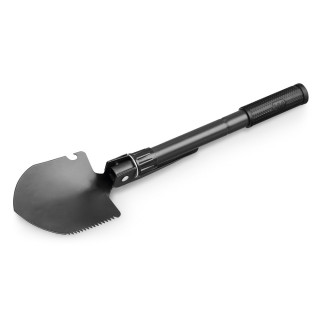 DIG. Faltbare Schaufel aus Metall mit Kompass, schwarz