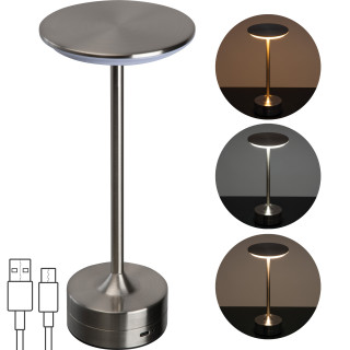 Tischlampe aus Edelstahl mit Akku SYLWAN, grau
