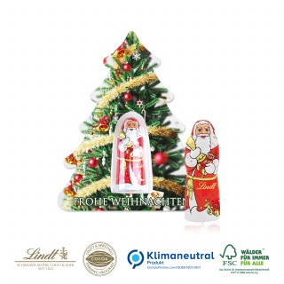Schokokarte „Business“ Weihnachtsbaum mit Lindt Weihnachtsmann, Klimaneutral