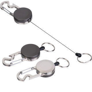 Ausziehbarer Schlüsselanhänger mit Karabiner aus Metall PEGGY, schwarz