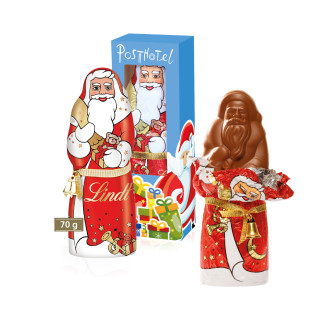 Werbekartonage mit Lindt Weihnachtsmann, 70g