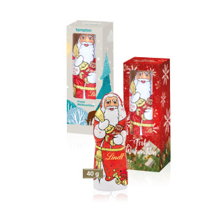 Werbekartonage mit Lindt Weihnachtsmann, 40g